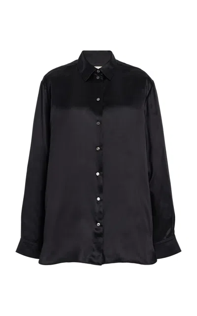 The Row Sisilia Silk-satin Shirt In Black