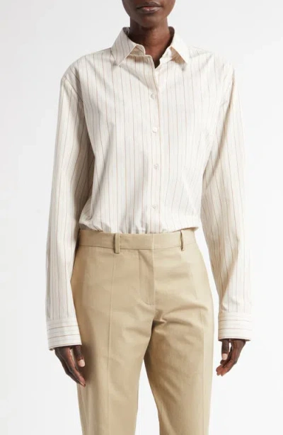 The Row Sisilia Stripe Supima® Cotton Poplin Button-up Shirt In Neutral