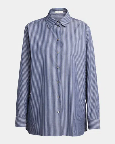 The Row Sisilia Striped Button-down Shirt In Blue