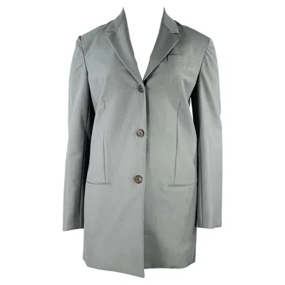 Pre-owned The Row Size 12 Grey Sage Silk Single Breasted Coat In Gray