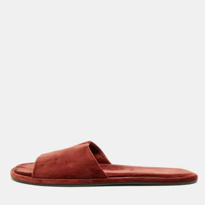Pre-owned The Row Size 40 Brown Velvet Flat Slides