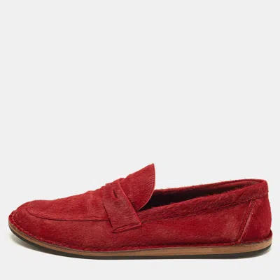 Pre-owned The Row Size 40 Burgundy Calf Hair Penny Loafers