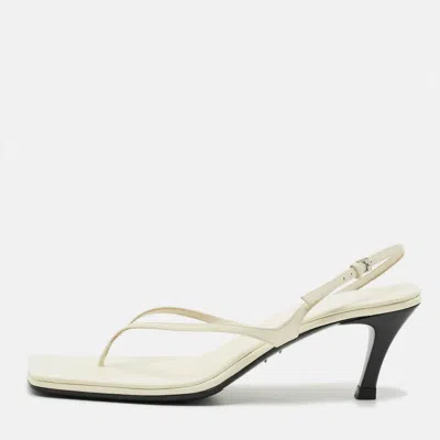 Pre-owned The Row Size 40 Cream Leather Slingback Sandals In White
