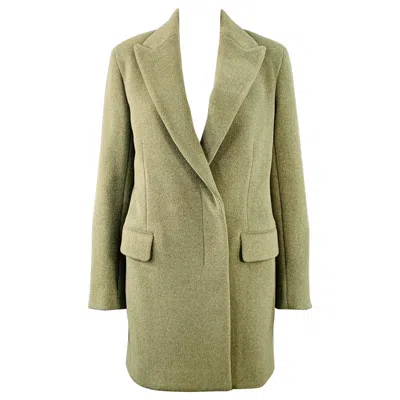 Pre-owned The Row Size Xs Green Sage Wool Polyamide Twill Double Breasted Coat