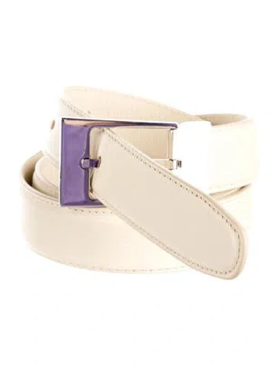 Pre-owned The Row Skinny Camel Leather Belt In White