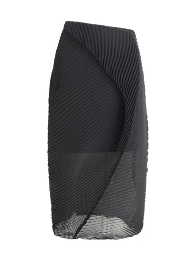 The Row Yuki Pleated Skirt Asymmetrical Hemline In Black