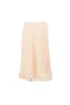 The Row Irene Silk Satin Midi Skirt W/ Lace In Light Peach