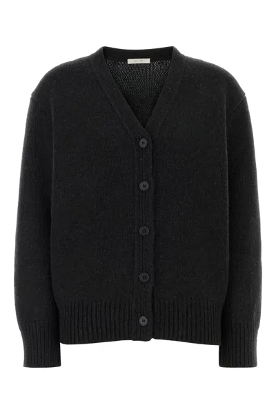 The Row Stretch Cashmere Blend Pranavi V Neck Cardigan In Black