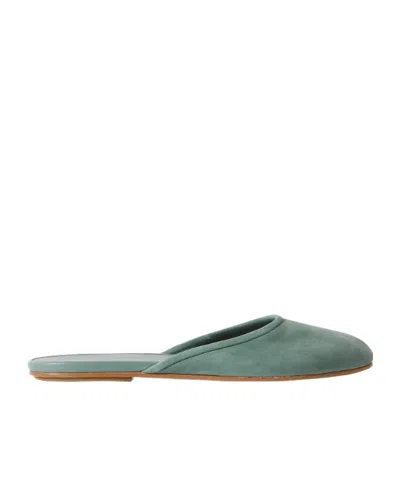 The Row Sleeper Suede Slippers In Green