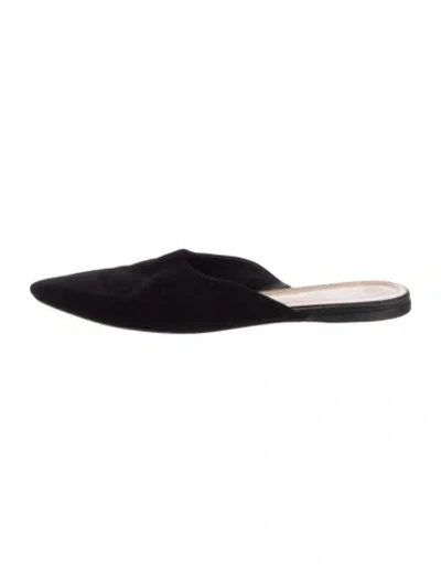 Pre-owned The Row Sleeper Two Flat Suede Mules In Black
