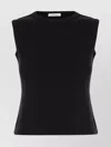 The Row Sleeveless Ribbed Crew Neck Top In Black