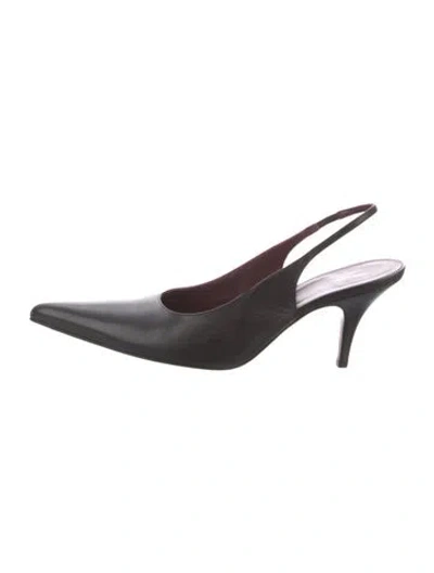 Pre-owned The Row Sling Point Leather Slingback Pumps In Black