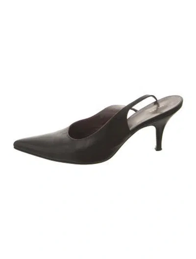 Pre-owned The Row Sling Point Leather Slingback Pumps In Black