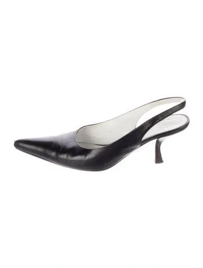 Pre-owned The Row Sling-back Leather Slingback Pumps In Black