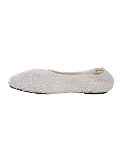 Pre-owned The Row Slinky Ballet Flats In White