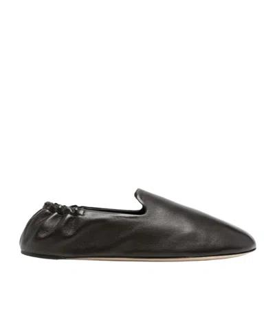The Row Nappa Leather Casa Ballerinas Elasticated Back In Black