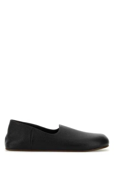The Row Slip-on Hugh In Pelle Nera Uomo In Black