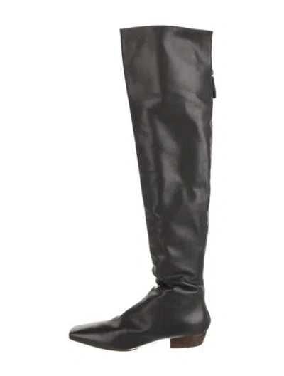 Pre-owned The Row Slouchy Leather Boots In Black