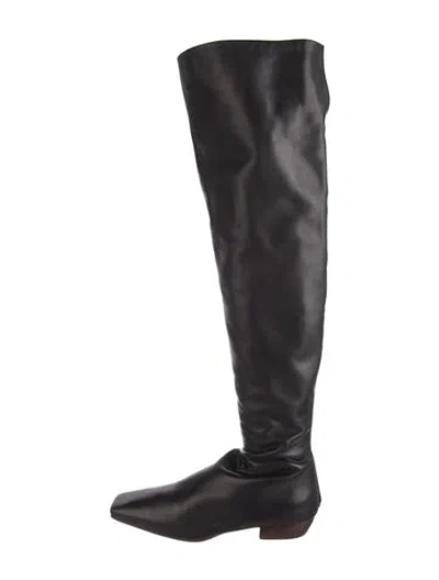 Pre-owned The Row Slouchy Leather Knee Boots Leather Boots In Black