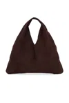 The Row Womens Bindle Small Suede Top Handle Bag Brown Melange In Espresso Ans