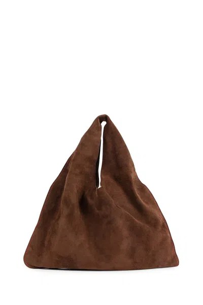 The Row Small Bindle Bag In Suede In Brown