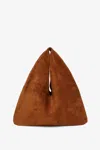 The Row Small Bindle Caramel Suede Shoulder Bag In Caramel Ans