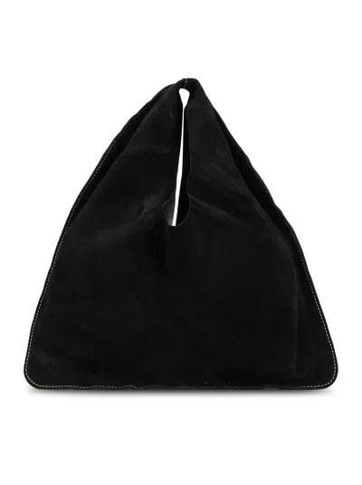The Row Womens Bindle Small Leather Top Handle Bag Black