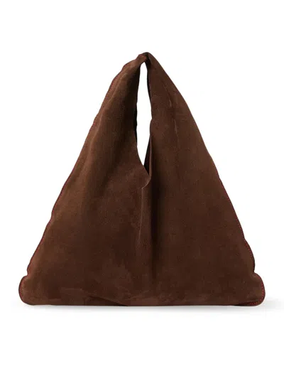 The Row Small Bindle Suede Bag In Brown