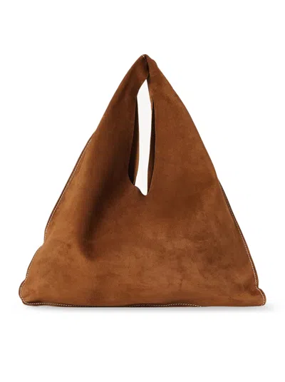The Row Small Bindle Suede Bag In Nude