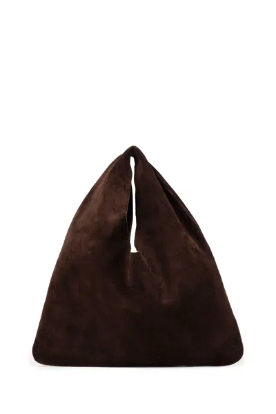 The Row Small Bindle Suede Shoulder Bag In Brown