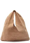 The Row Small Bindle Suede Top Handle Bag In Sand