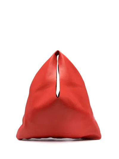 The Row Bindle Small Leather Tote Bag In Red