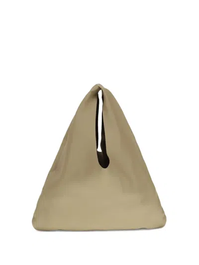 The Row Small Blind Triangular Leather Shoulder Bag In Neutral