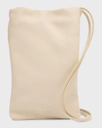 The Row Small Bourse Phone Case Crossbody Bag In Deerskin Leather In Ivory