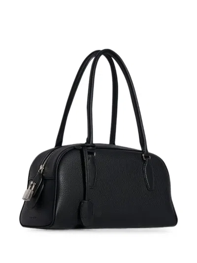 The Row Small India Grained-leather Tote Bag In Black