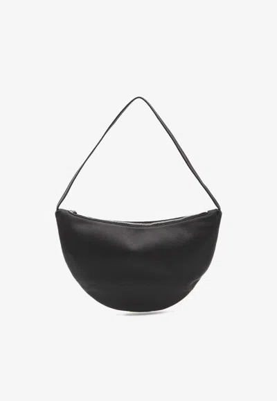 The Row Izzy Small Leather Shoulder Bag In Black