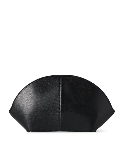 The Row Small Leather Mel Clutch Bag In Black