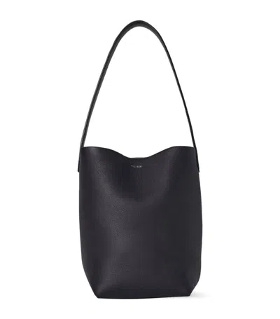The Row Small Leather N/s Park Tote Bag In Black