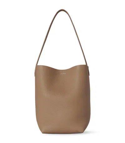The Row Small Leather N/s Park Tote Bag In Brown