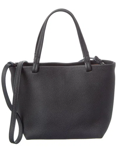 The Row Small Leather Tote In Black