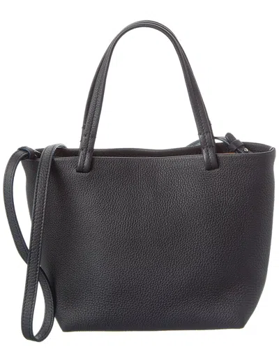 The Row Small Leather Tote In Brown