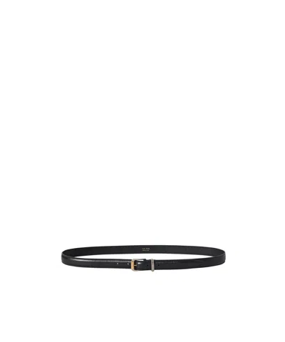 The Row Small Metallic Leather Ring Belt In Black