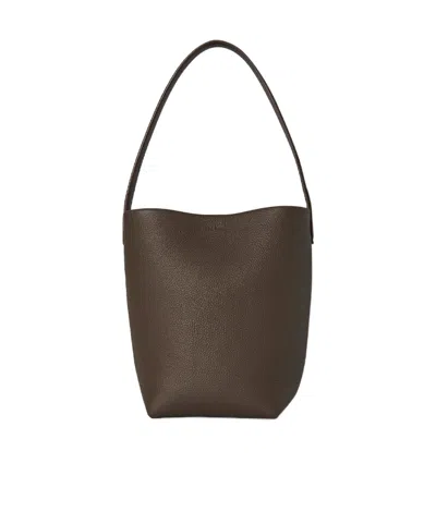 The Row Small N/s Park Logo Shoulder Bag In Brown