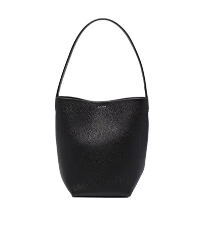 The Row Park Leather Tote Bag In Black