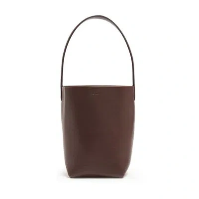 The Row Brown Small N/s Park Tote In Dopl Dark Olive Pld