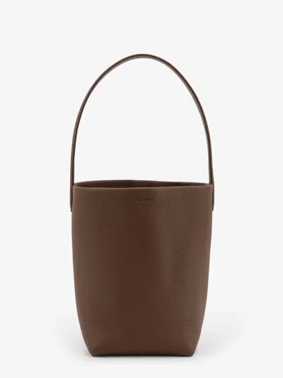 The Row Small N/s Park Tote Hammered Leather Bucket Bag In Brown