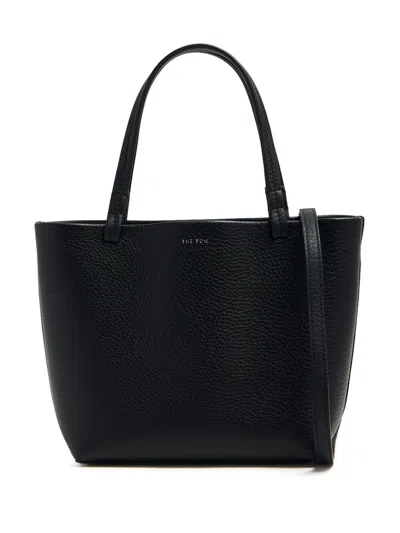 The Row Small Park Grained-leather Tote Bag In Black