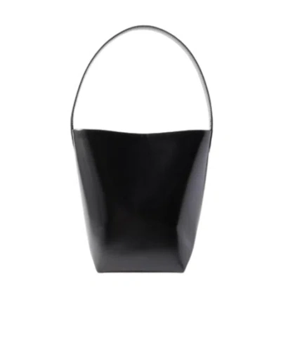 The Row Small Park Leather Tote Bag In Black