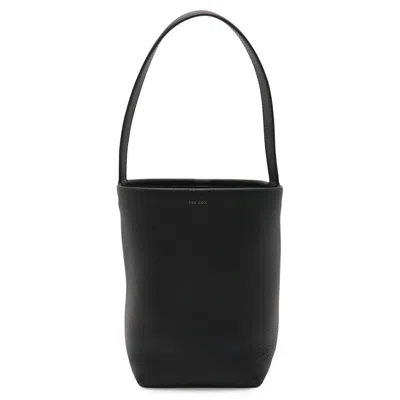The Row Small Park Leather Tote In Black