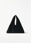 The Row Small Suede Bindle In Black